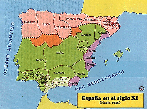 Mapa da Espanha no século XI